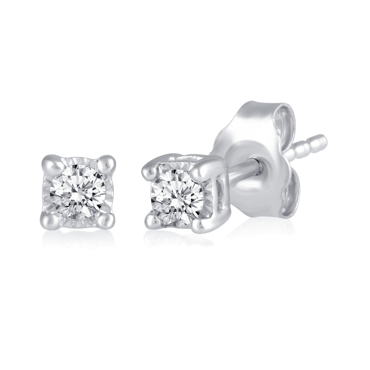 1/10ct TW to 1/4ct TW Natural Diamond Stud Earrings Set in Sterling Silver