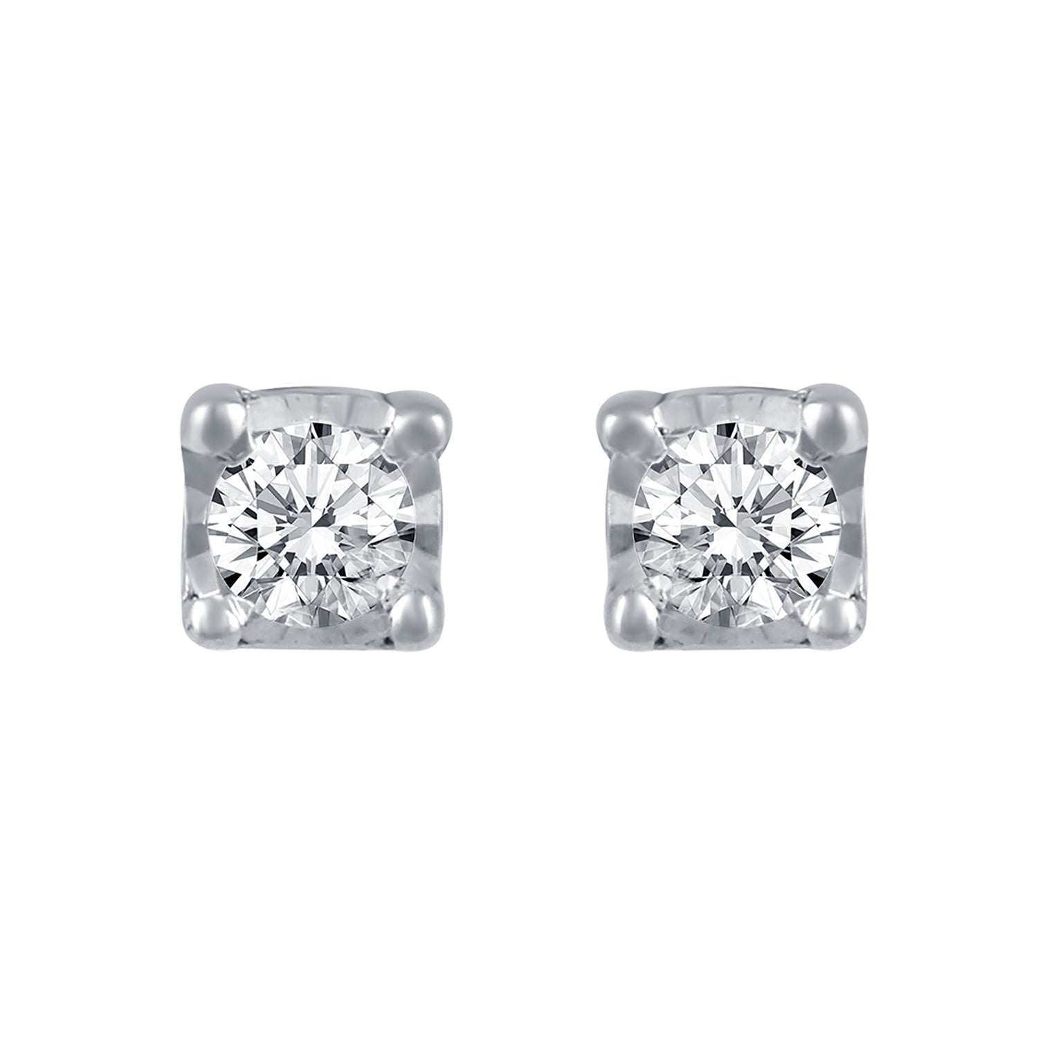 1/10ct TW to 1/4ct TW Natural Diamond Stud Earrings Set in Sterling Silver
