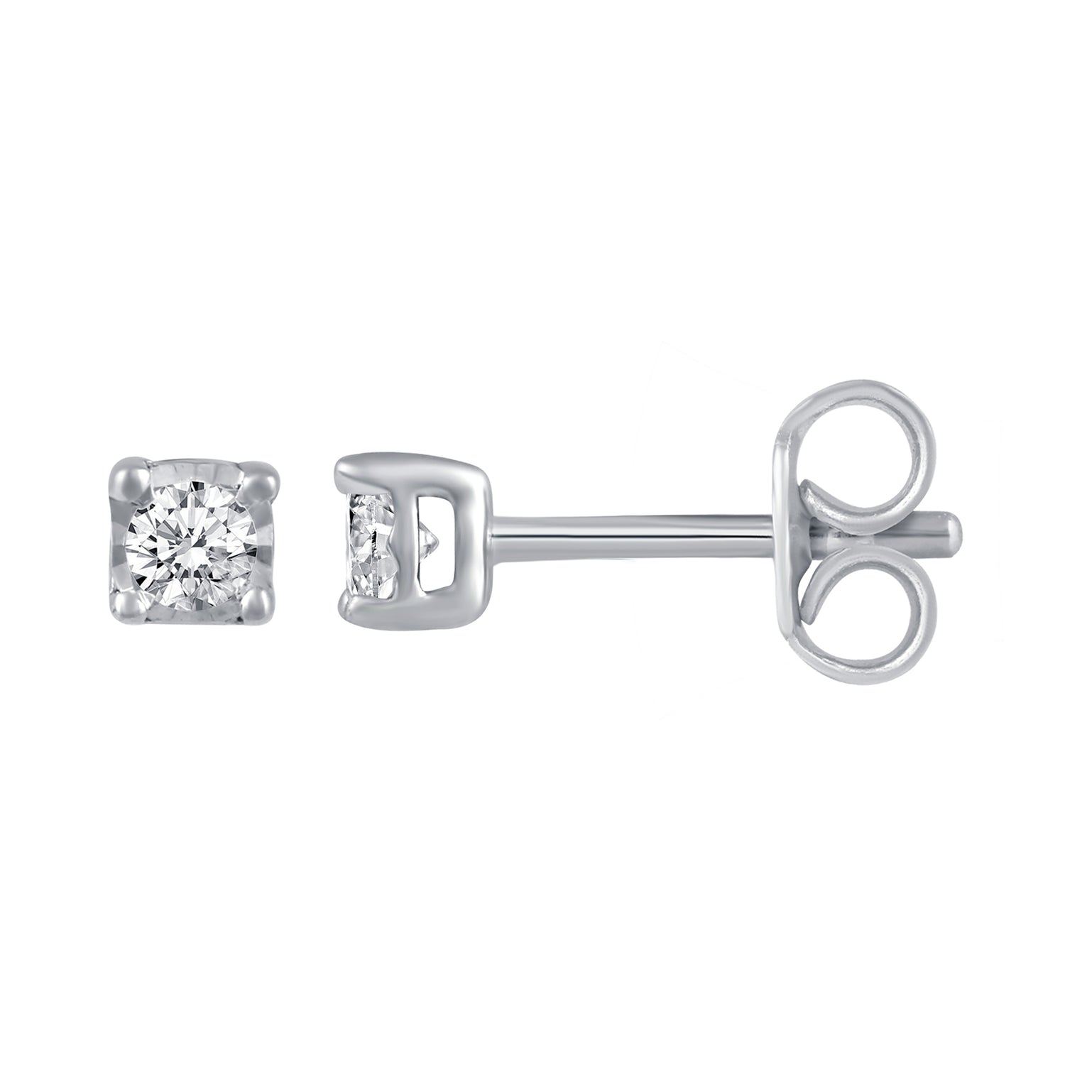 1/10ct TW to 1/4ct TW Natural Diamond Stud Earrings Set in Sterling Silver