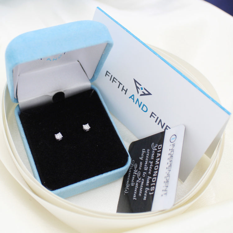 1/10ct TW to 1/4ct TW Natural Diamond Stud Earrings Set in Sterling Silver