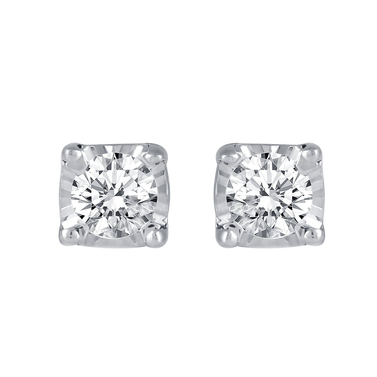 1/10ct TW to 1/4ct TW Natural Diamond Stud Earrings Set in Sterling Silver