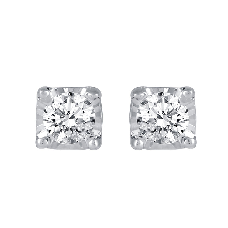 1/10ct TW to 1/4ct TW Natural Diamond Stud Earrings Set in Sterling Silver