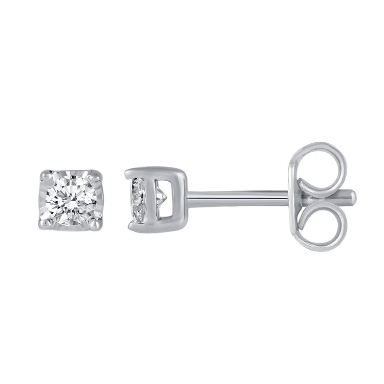1/10ct TW to 1/4ct TW Natural Diamond Stud Earrings Set in Sterling Silver