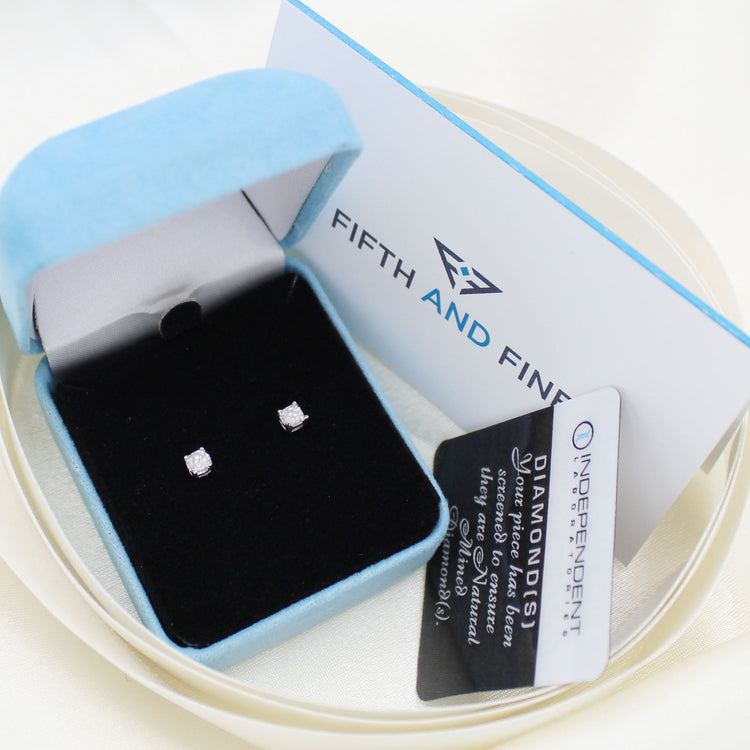 1/10ct TW to 1/4ct TW Natural Diamond Stud Earrings Set in Sterling Silver