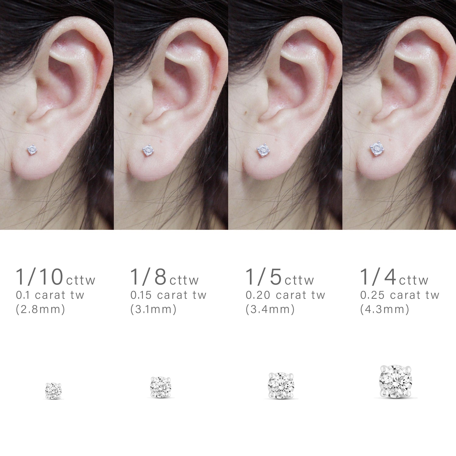 1/10ct TW to 1/4ct TW Natural Diamond Stud Earrings Set in Sterling Silver