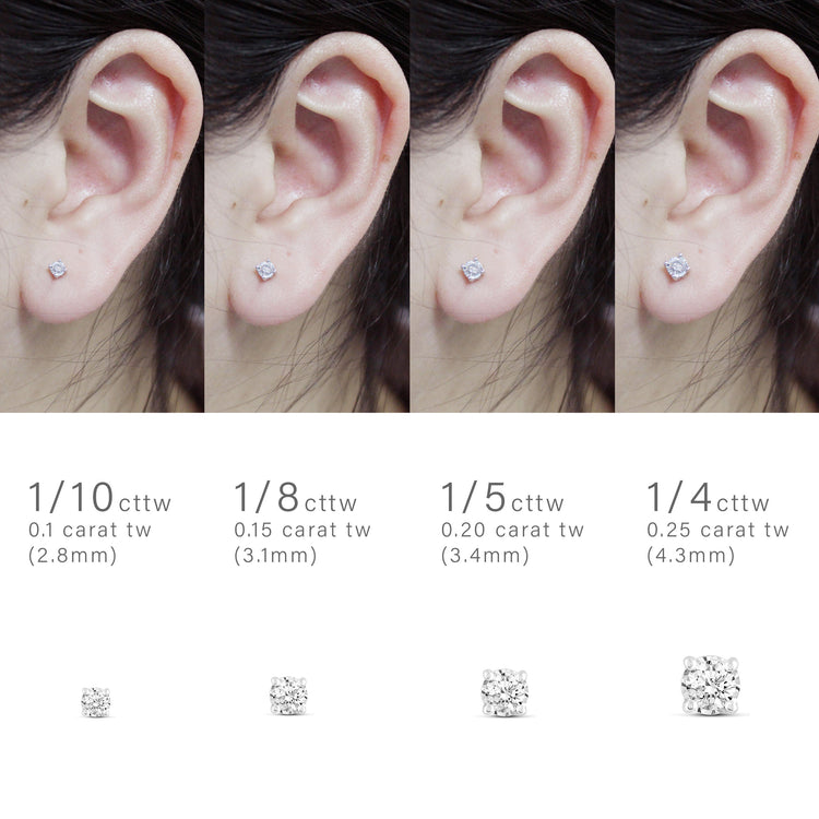 1/10ct TW to 1/4ct TW Natural Diamond Stud Earrings Set in Sterling Silver