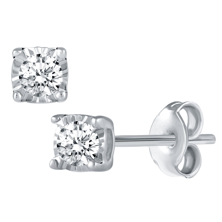 1/10ct TW to 1/4ct TW Natural Diamond Stud Earrings Set in Sterling Silver