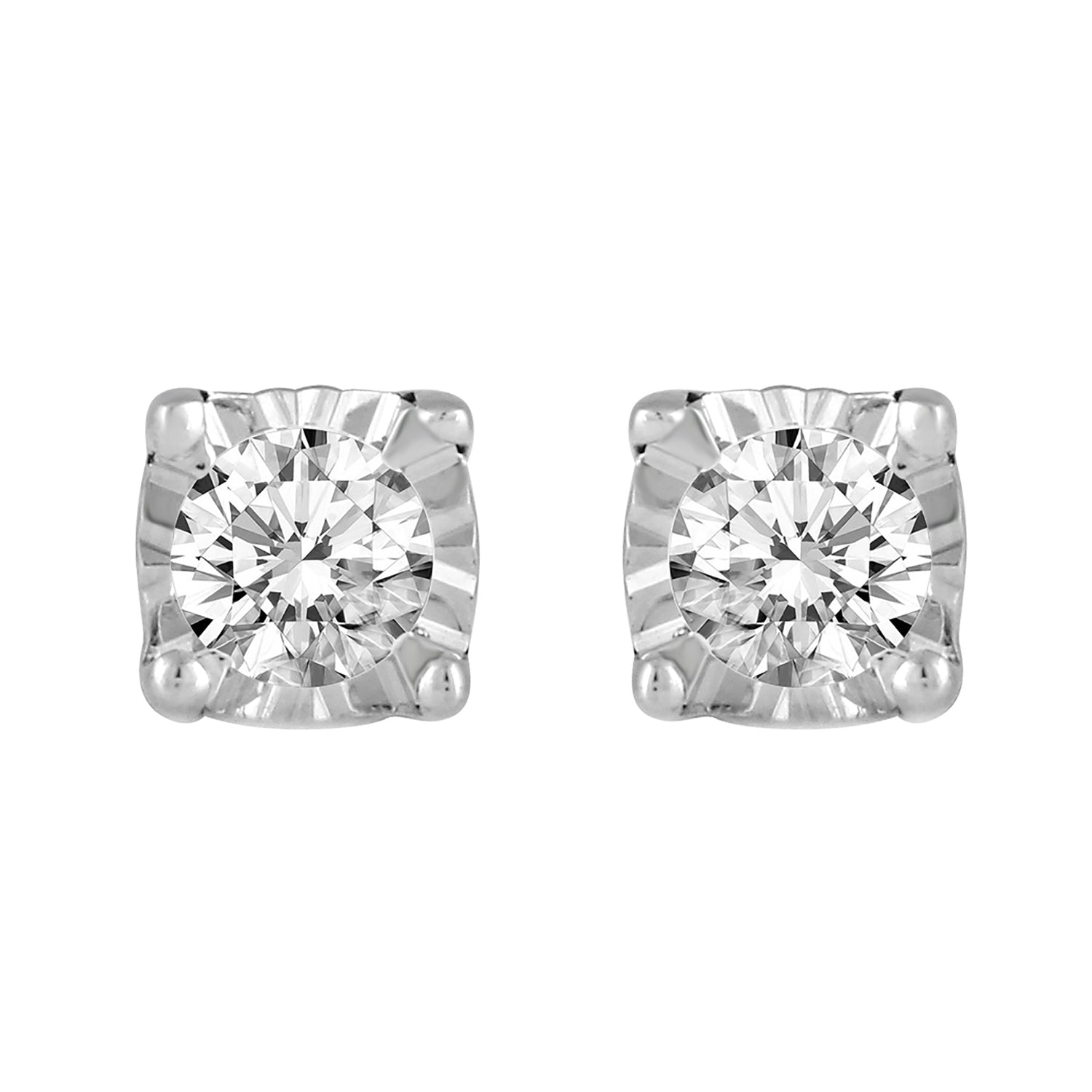 1/10ct TW to 1/4ct TW Natural Diamond Stud Earrings Set in Sterling Silver