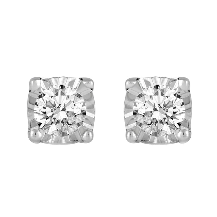 1/10ct TW to 1/4ct TW Natural Diamond Stud Earrings Set in Sterling Silver