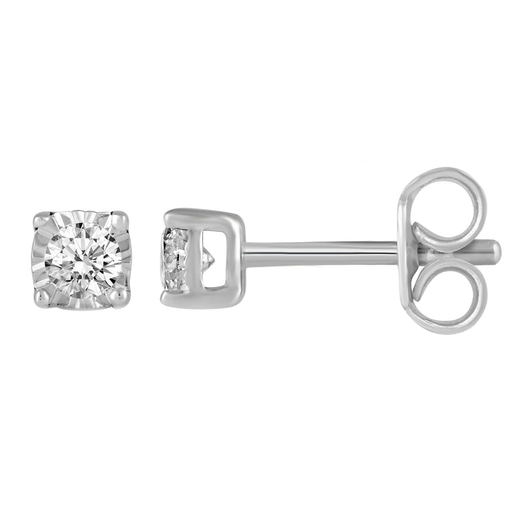 1/10ct TW to 1/4ct TW Natural Diamond Stud Earrings Set in Sterling Silver