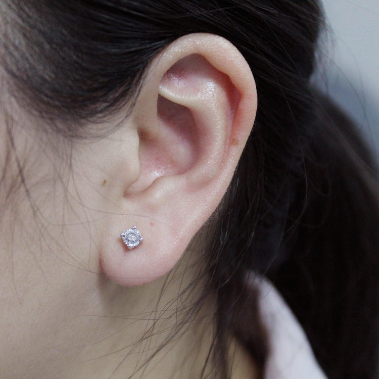 1/10ct TW to 1/4ct TW Natural Diamond Stud Earrings Set in Sterling Silver - Fifth and Fine