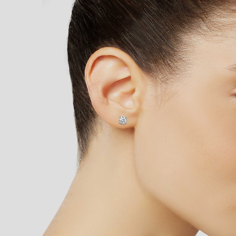 1 1/2ct TW (SI2-I1) Natural Diamond Earrings with side stones in14K White Gold/Yellow Gold