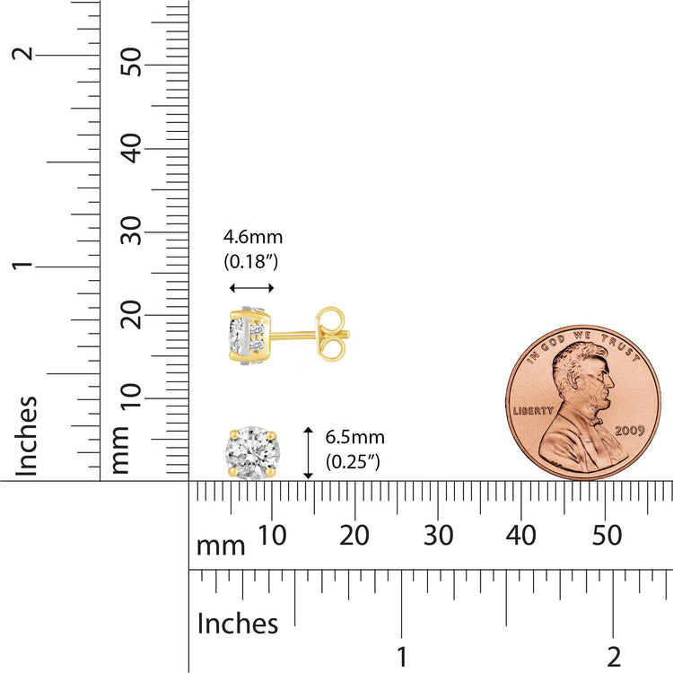 1 1/2ct TW (SI2-I1) Natural Diamond Earrings with side stones in14K White Gold/Yellow Gold