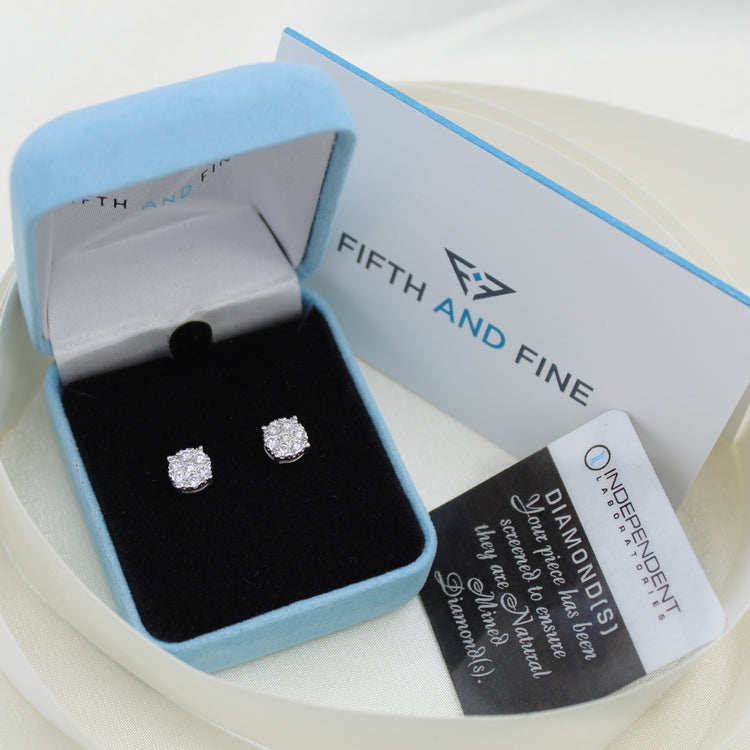 Star Motif 1/2 Cttw - 1.0 Cttw Natural Diamond Cluster Stud Earrings in Sterling Silver