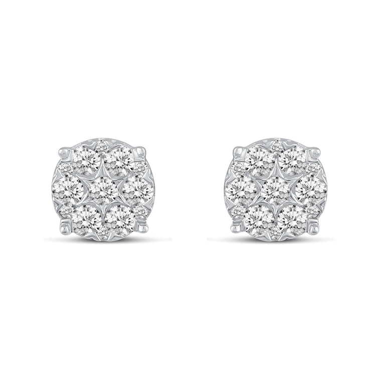 Star Motif 1.0 Cttw Natural Diamond Cluster Stud Earrings in Sterling Silver - Fifth and Fine