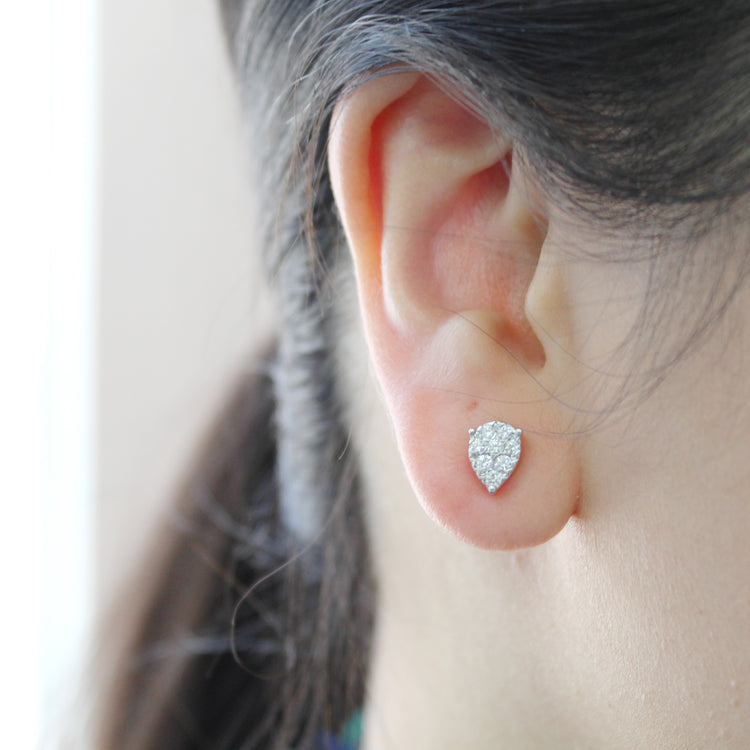 Star Motif 1/2 Cttw - 1.0 Cttw Natural Diamond Cluster Stud Earrings in Sterling Silver
