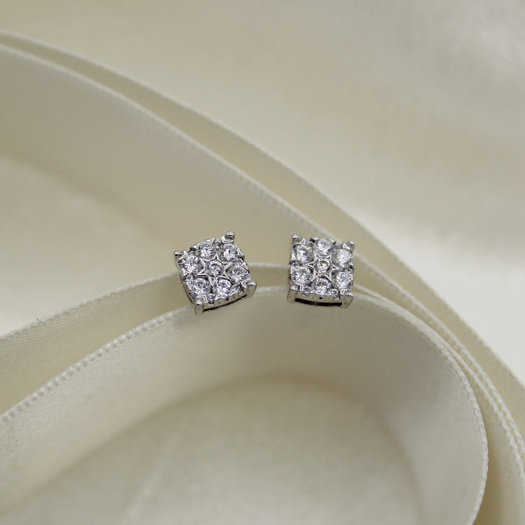Star Motif 1/2 Cttw - 1.0 Cttw Natural Diamond Cluster Stud Earrings in Sterling Silver