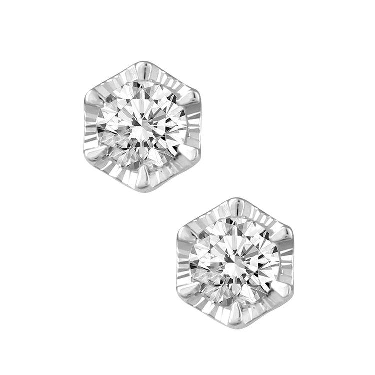 1/2 Cttw 14K Gold Hexagon Natural Diamond Stud Earrings
