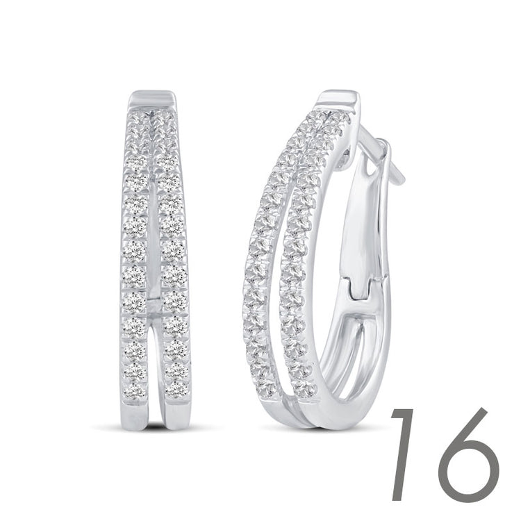 16 Design Diamond Hoops Earrings set in 925 Sterling Silver fine jewelry holiday birthday valentine day gift