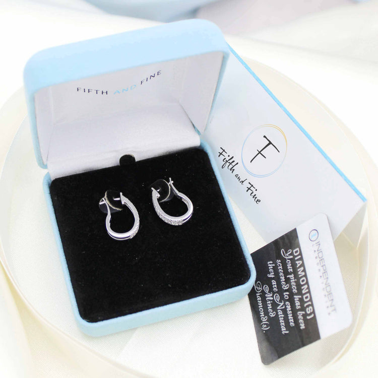 1/4 Cttw Diamond Double Row Hoop Earrings set in 925 Sterling Silver