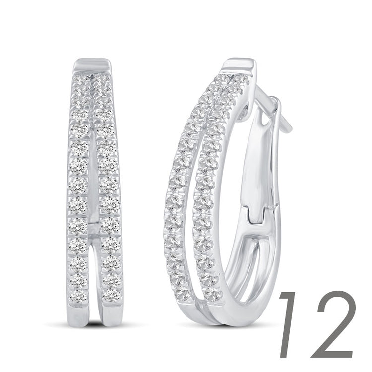 16 Design Diamond Hoops Earrings set in 925 Sterling Silver fine jewelry holiday birthday valentine day gift