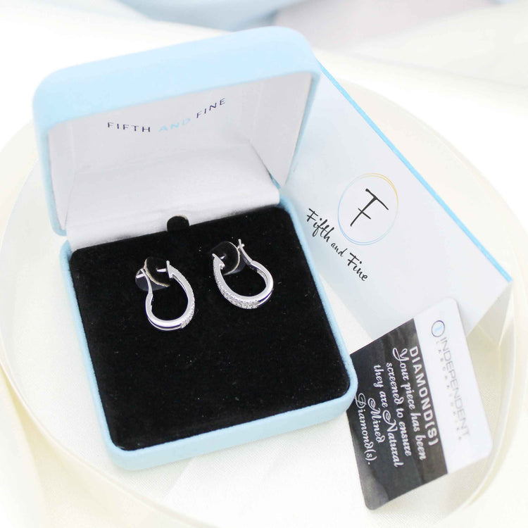 1/2 Cttw Diamond Double Row Hoop Earrings set in 925 Sterling Silver