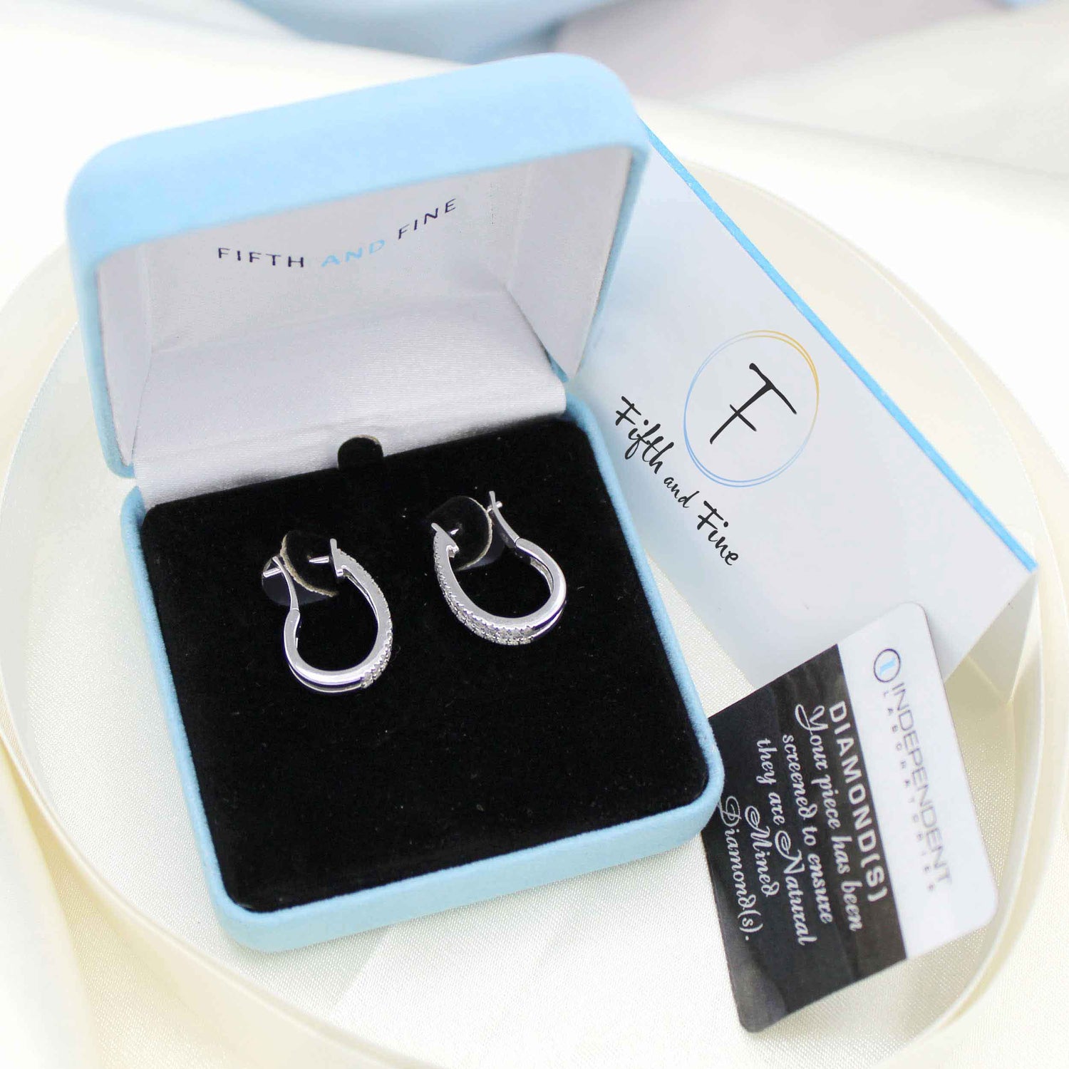 1 Cttw Diamond Double Row Hoop Earrings set in 925 Sterling Silver