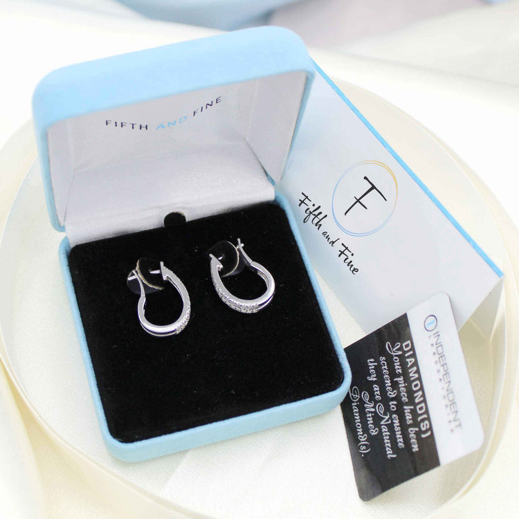 1 Cttw Diamond Double Row Hoop Earrings set in 925 Sterling Silver