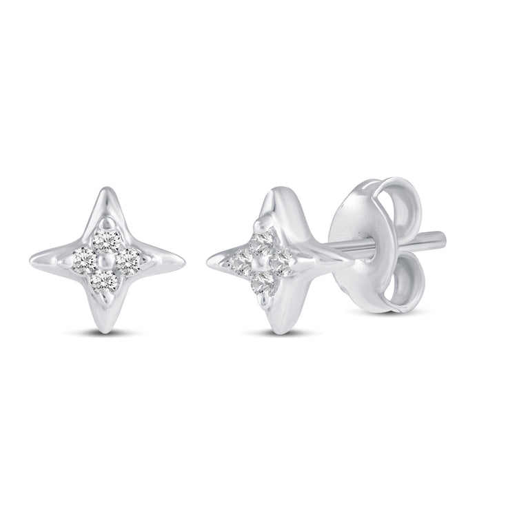 3 Pairs Set Ear Party 1/10 Cttw Natural Diamond Star Moon Lightning Bolt Stud Earrings in 925 Sterling Silver