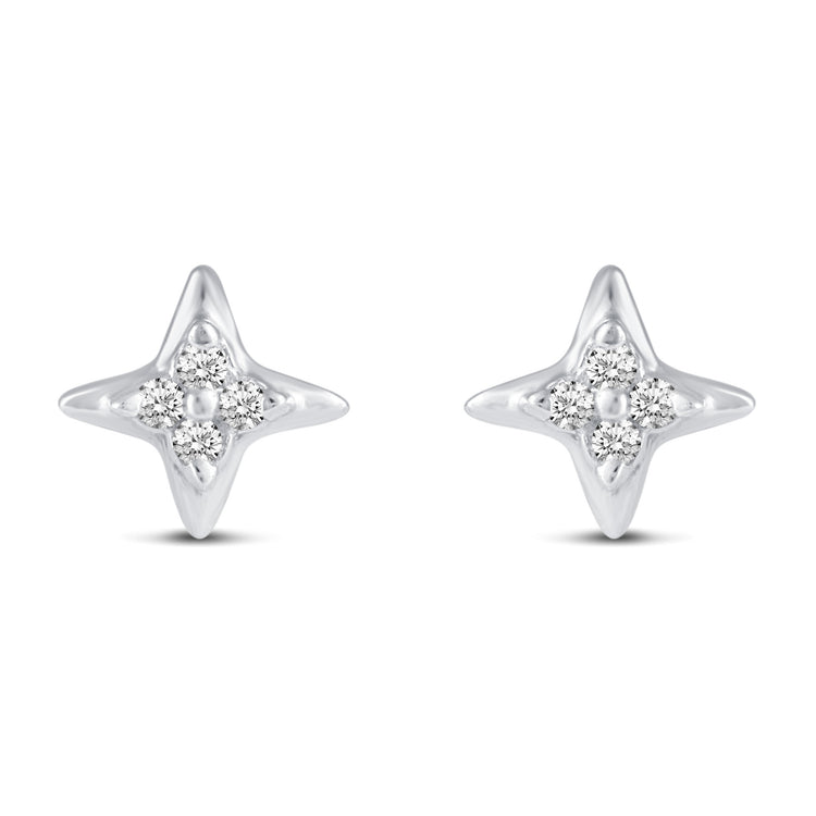 3 Pairs Set Ear Party 1/10 Cttw Natural Diamond Star Moon Lightning Bolt Stud Earrings in 925 Sterling Silver