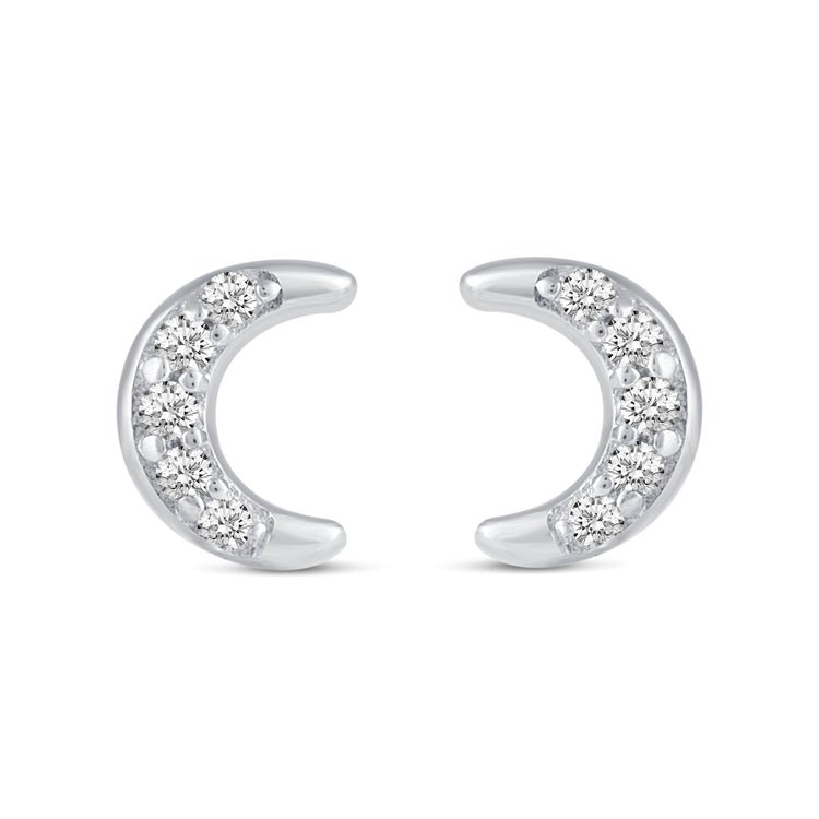 3 Pairs Set Ear Party 1/10 Cttw Natural Diamond Star Moon Lightning Bolt Stud Earrings in 925 Sterling Silver