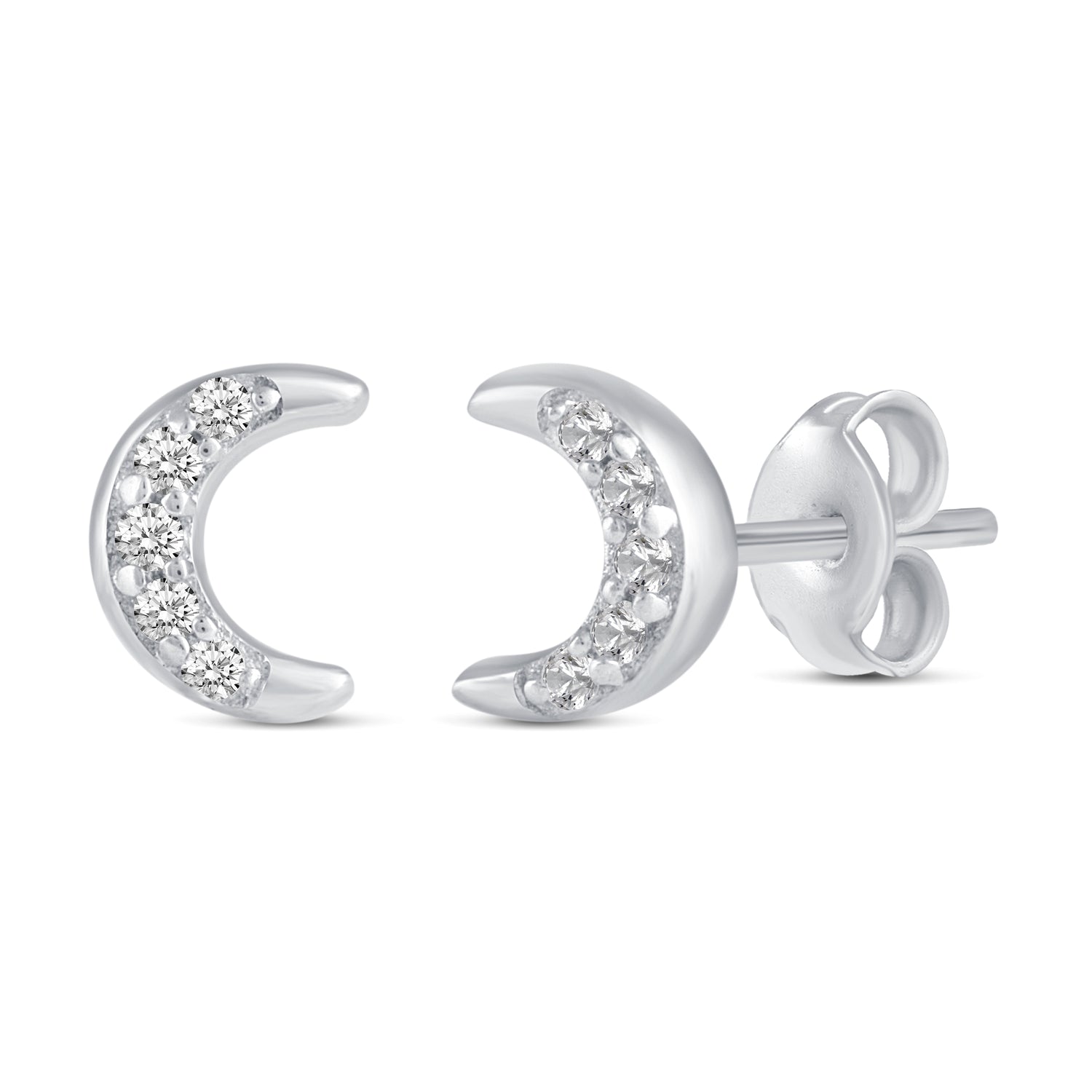 3 Pairs Set Ear Party 1/10 Cttw Natural Diamond Star Moon Lightning Bolt Stud Earrings in 925 Sterling Silver