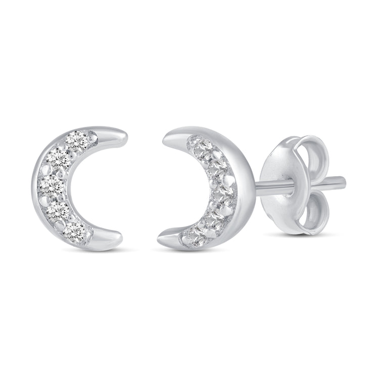 3 Pairs Set Ear Party 1/10 Cttw Natural Diamond Star Moon Lightning Bolt Stud Earrings in 925 Sterling Silver