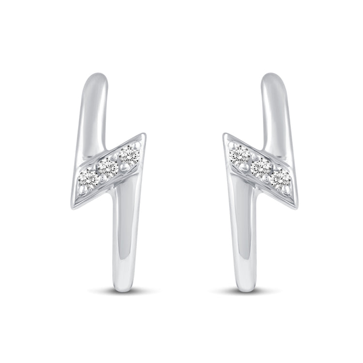 3 Pairs Set Ear Party 1/10 Cttw Natural Diamond Star Moon Lightning Bolt Stud Earrings in 925 Sterling Silver