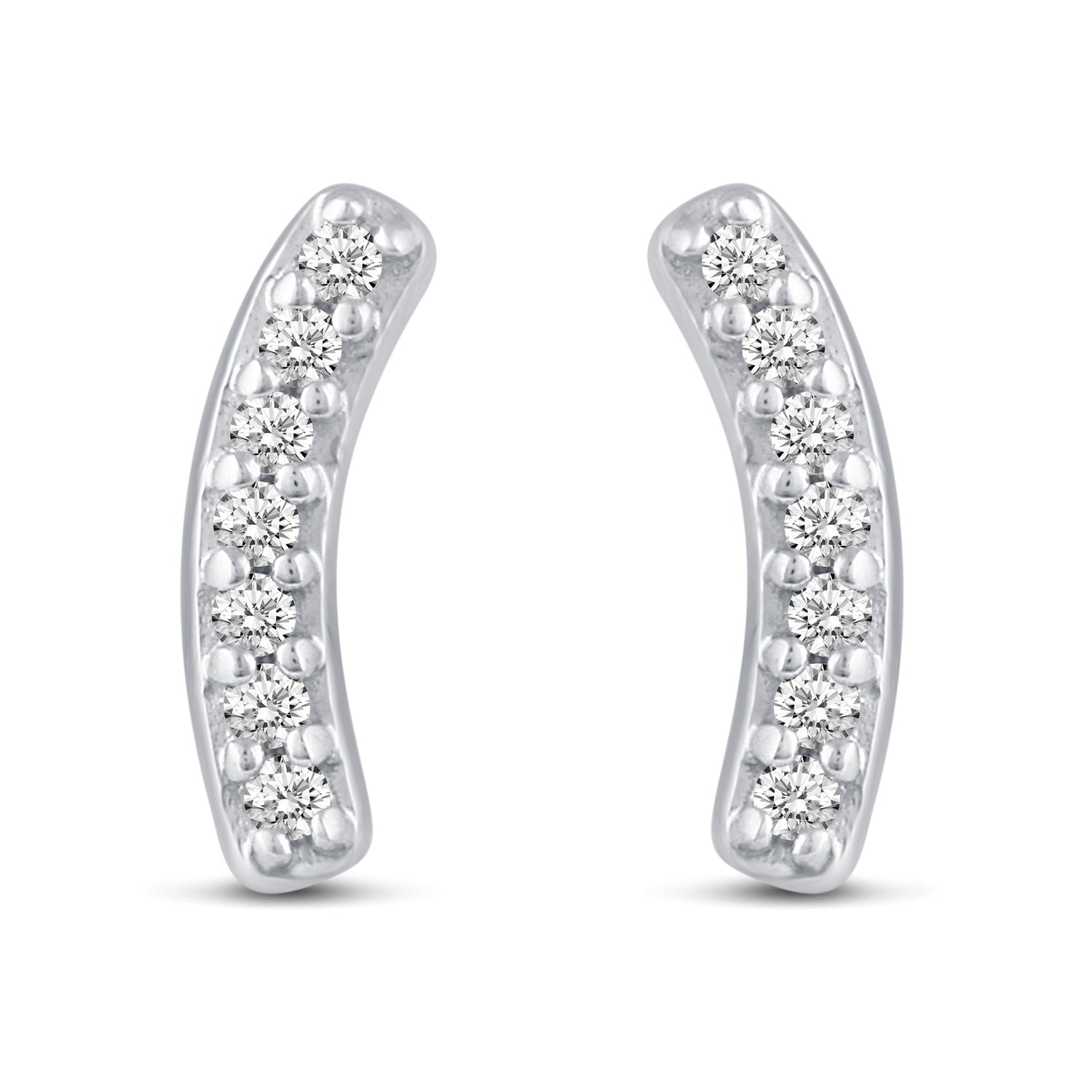 3 Pairs Set Ear Party 1/10 Cttw Natural Diamond Circle XO Curved Bar Stud Earrings in 925 Sterling Silver