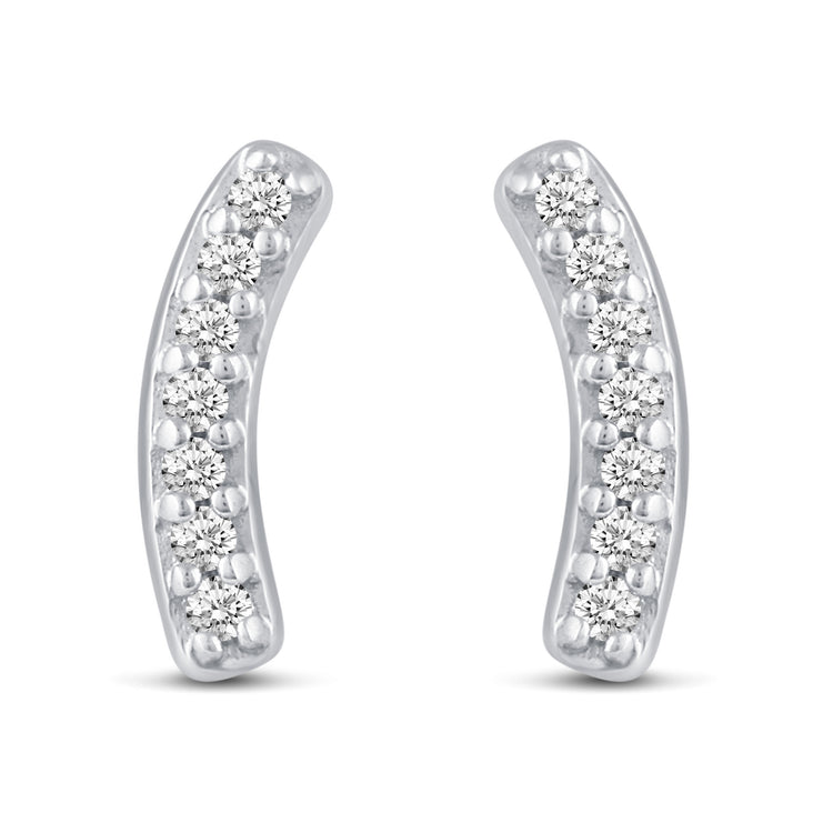 3 Pairs Set Ear Party 1/10 Cttw Natural Diamond Circle XO Curved Bar Stud Earrings in 925 Sterling Silver