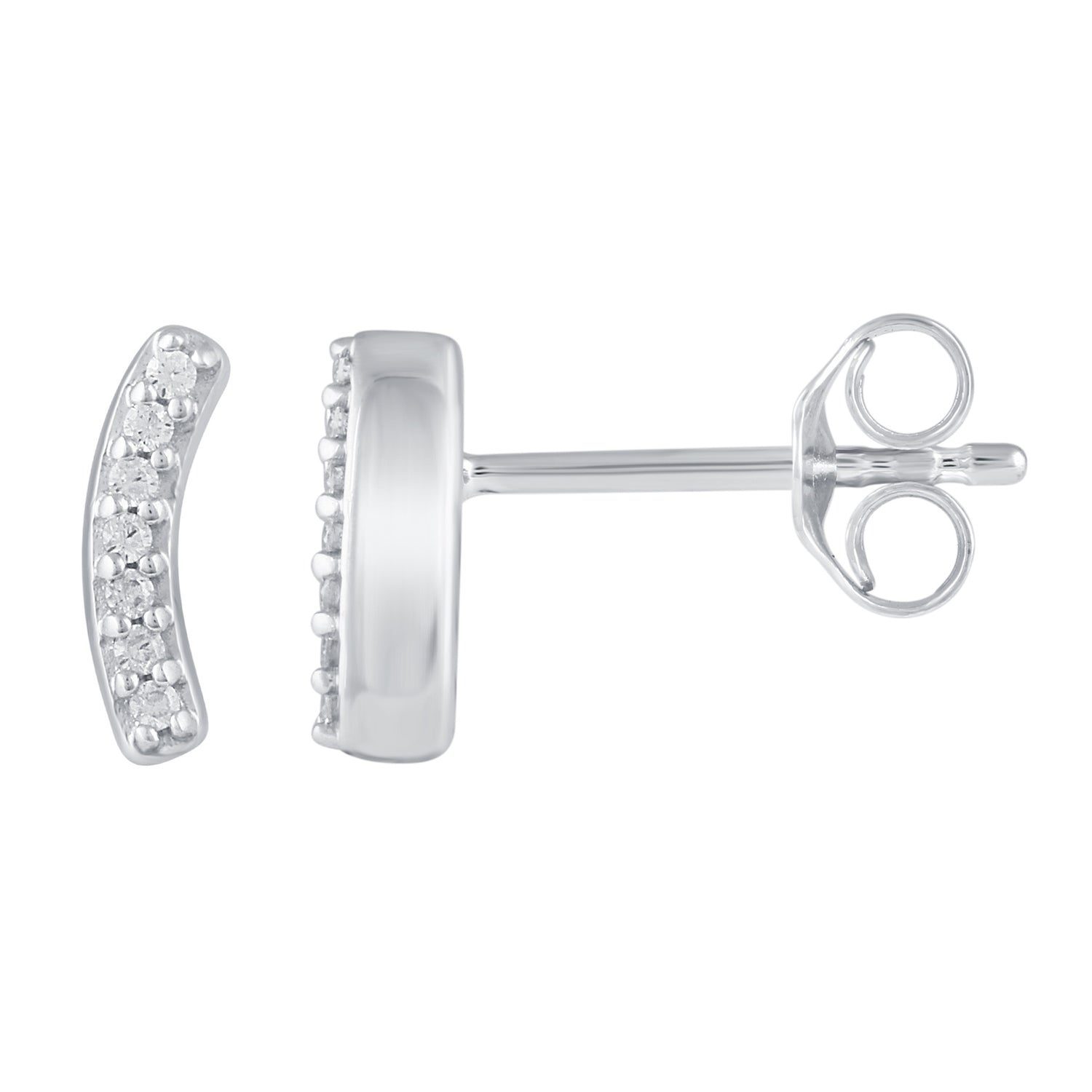 3 Pairs Set Ear Party 1/10 Cttw Natural Diamond Circle XO Curved Bar Stud Earrings in 925 Sterling Silver