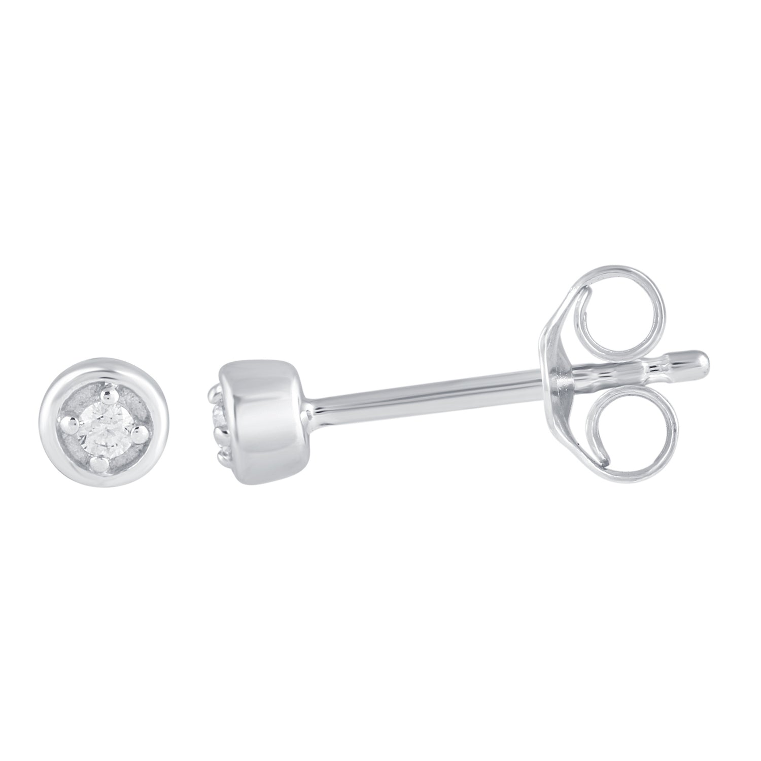 3 Pairs Set Ear Party 1/10 Cttw Natural Diamond Single Stone Sun Huggies Stud Earrings in 925 Sterling Silver