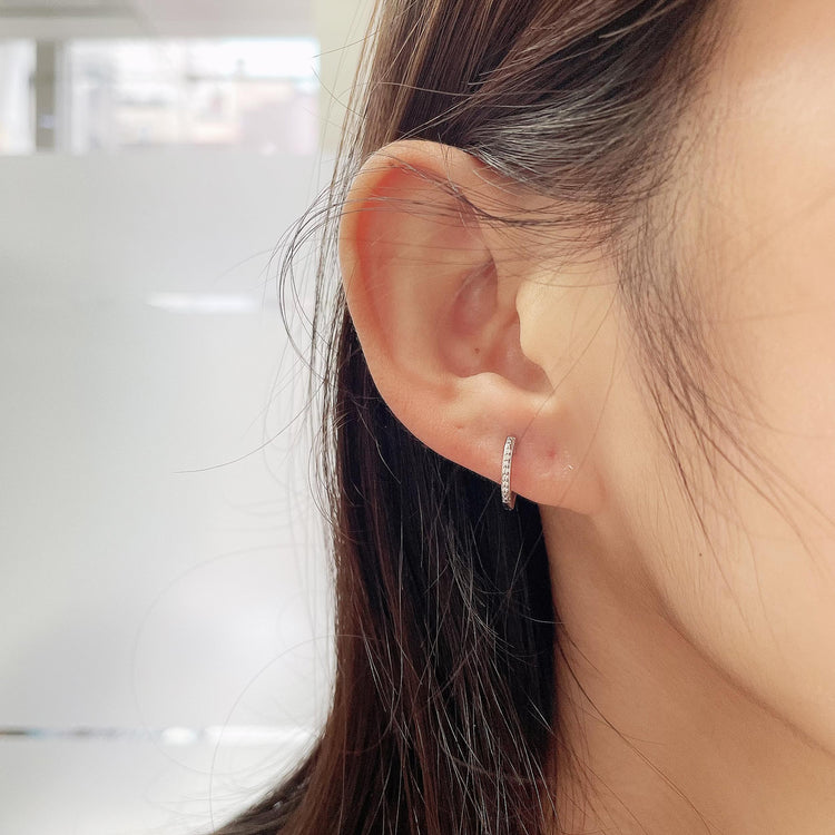 1/30 Cttw Natural Diamond Huggie Stud Earrings in 925 Sterling Silver hoop