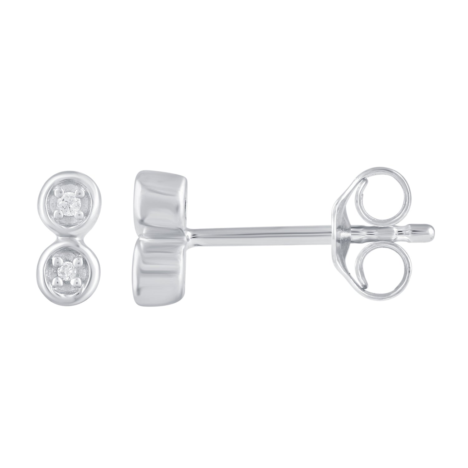 3 Pairs Set Ear Party 1/20 Cttw Natural Diamond Duo Mini Bar Three Stone Bar Flower Stud Earrings in 925 Sterling Silver