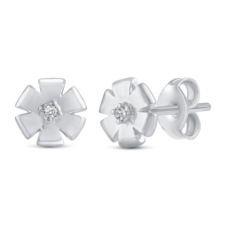 3 Pairs Set Ear Party 1/20 Cttw Natural Diamond Duo Mini Bar Three Stone Bar Flower Stud Earrings in 925 Sterling Silver