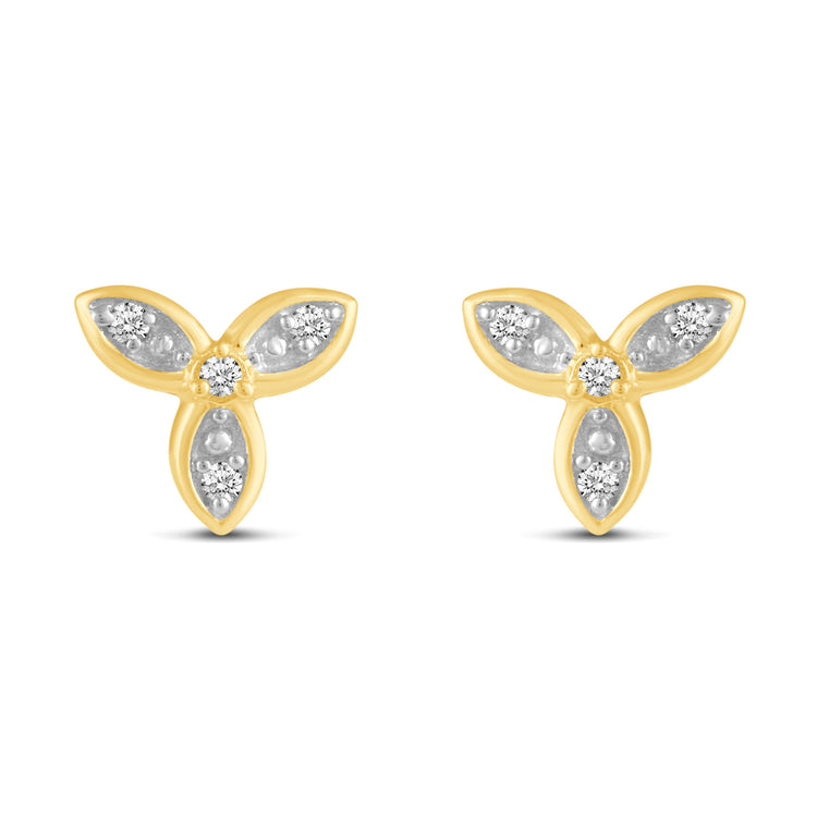 3 Pairs Set Ear Party 1/10 Cttw Natural Diamond Marquise Flower Clover Wishbone Stud Earrings in 925 Sterling Silver
