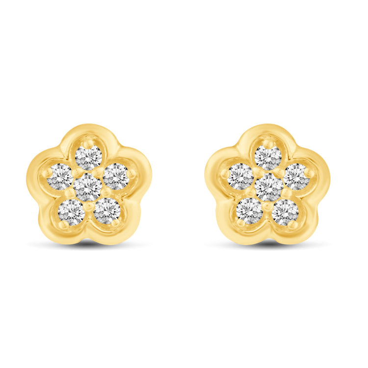 3 Pairs Set Ear Party 1/10 Cttw Natural Diamond Marquise Flower Clover Wishbone Stud Earrings in 925 Sterling Silver