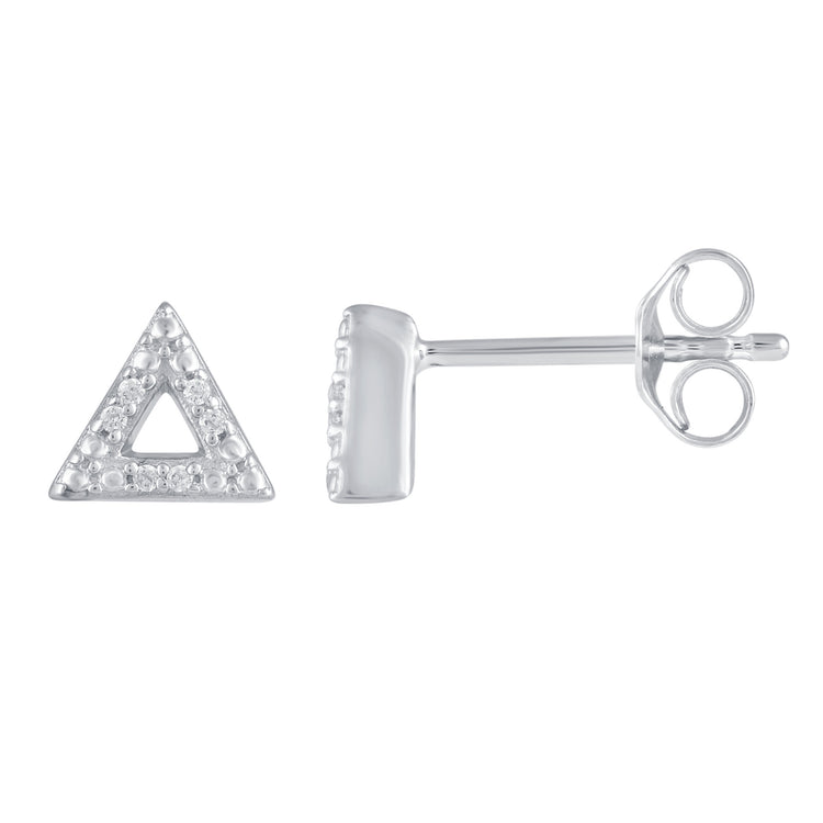 3 Pairs Set Ear Party 1/20 Cttw Natural Diamond Daisy Flower Hexagon Triangle Stud Earrings in 925 Sterling Silver