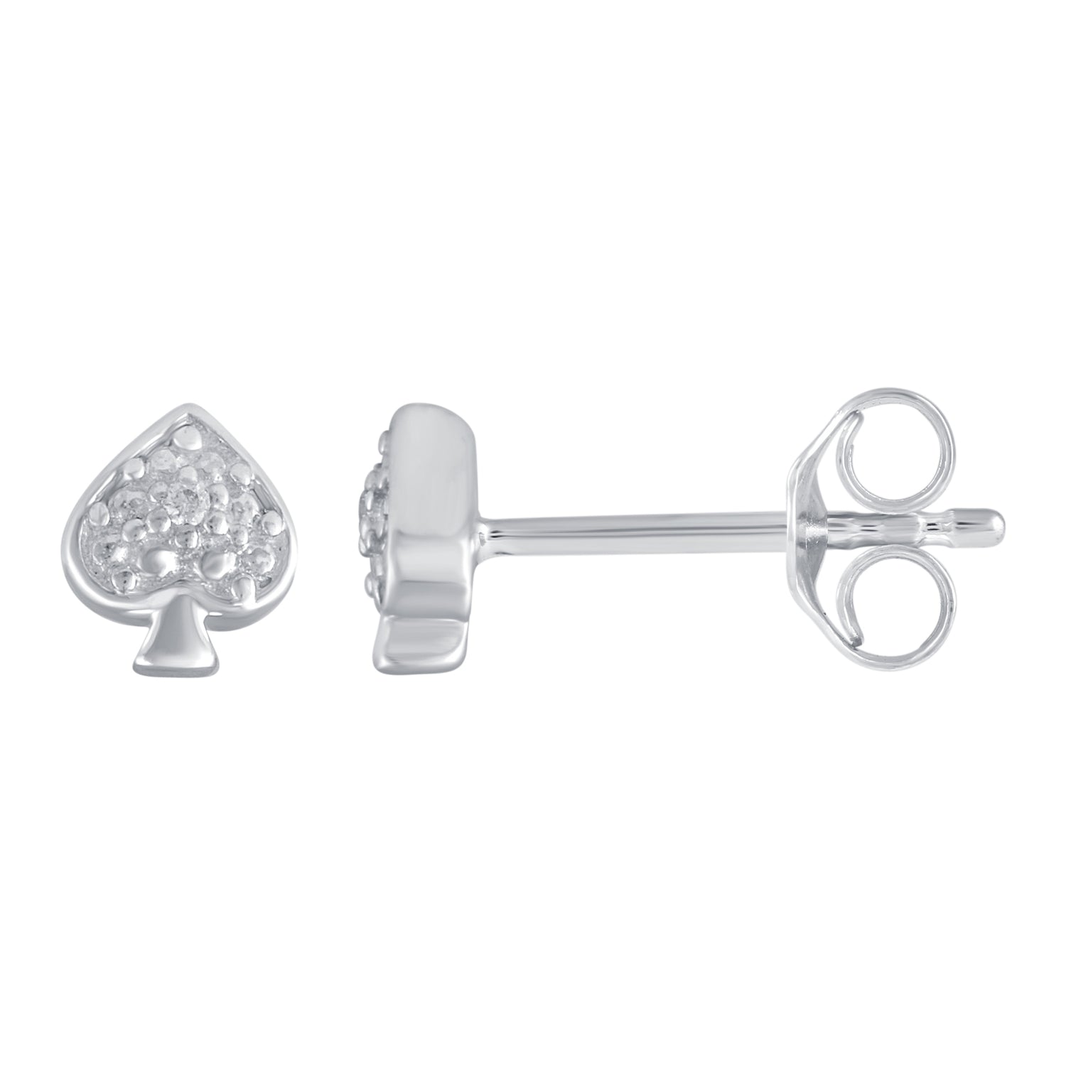 3 Pairs Set Ear Party 1/10 Cttw Natural Diamond Ace of Spades Heart Huggies Stud Hoops Earrings in 925 Sterling Silver