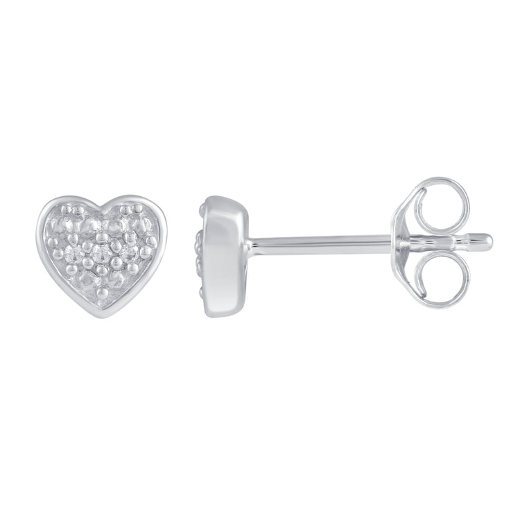 3 Pairs Set Ear Party 1/10 Cttw Natural Diamond Ace of Spades Heart Huggies Stud Hoops Earrings in 925 Sterling Silver