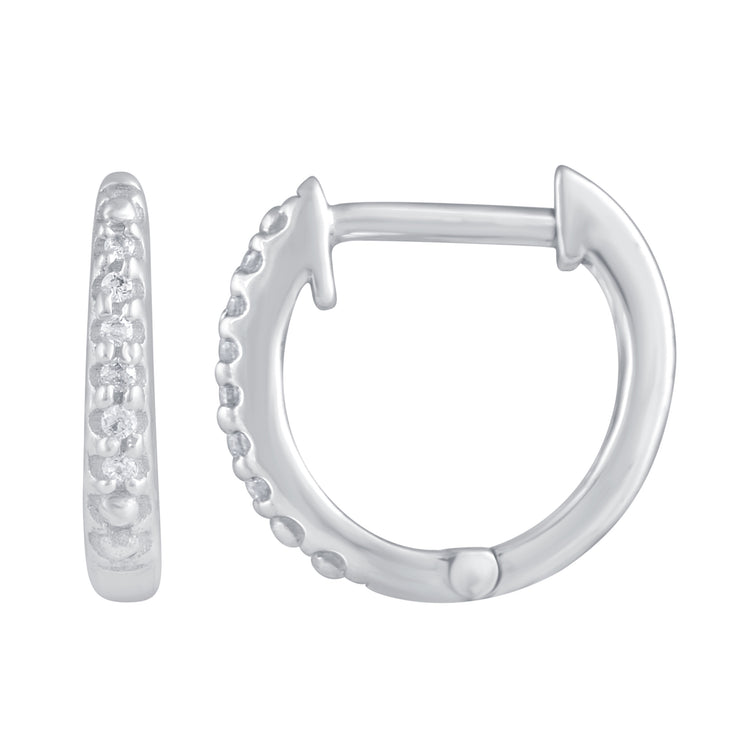 3 Pairs Set Ear Party 1/10 Cttw Natural Diamond Ace of Spades Heart Huggies Stud Hoops Earrings in 925 Sterling Silver