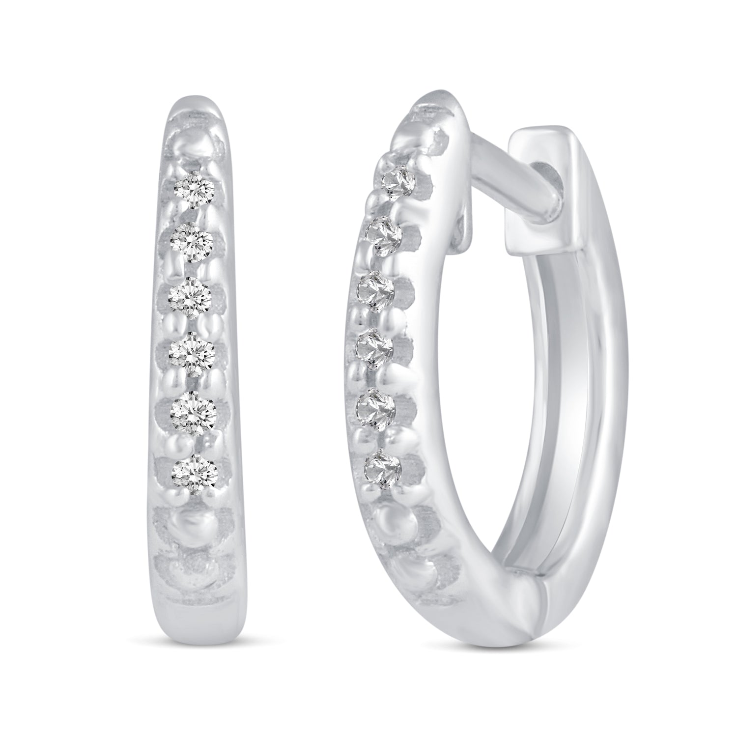 3 Pairs Set Ear Party 1/10 Cttw Natural Diamond Ace of Spades Heart Huggies Stud Hoops Earrings in 925 Sterling Silver