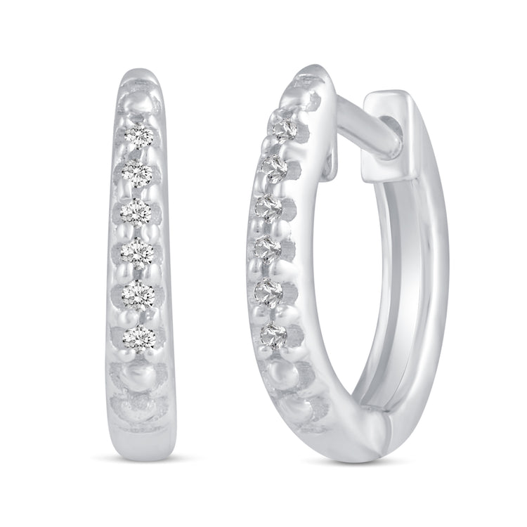 3 Pairs Set Ear Party 1/10 Cttw Natural Diamond Ace of Spades Heart Huggies Stud Hoops Earrings in 925 Sterling Silver