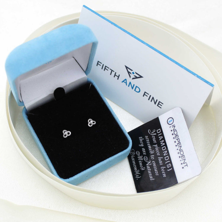 1/60 Cttw Natural Diamond Pansy Flower Stud Earrings in 925 Sterling Silver